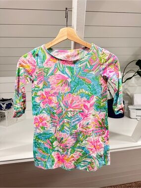 Lilly Pulitzer Girls Tropical Floral Dress - Pink, Green, Blue